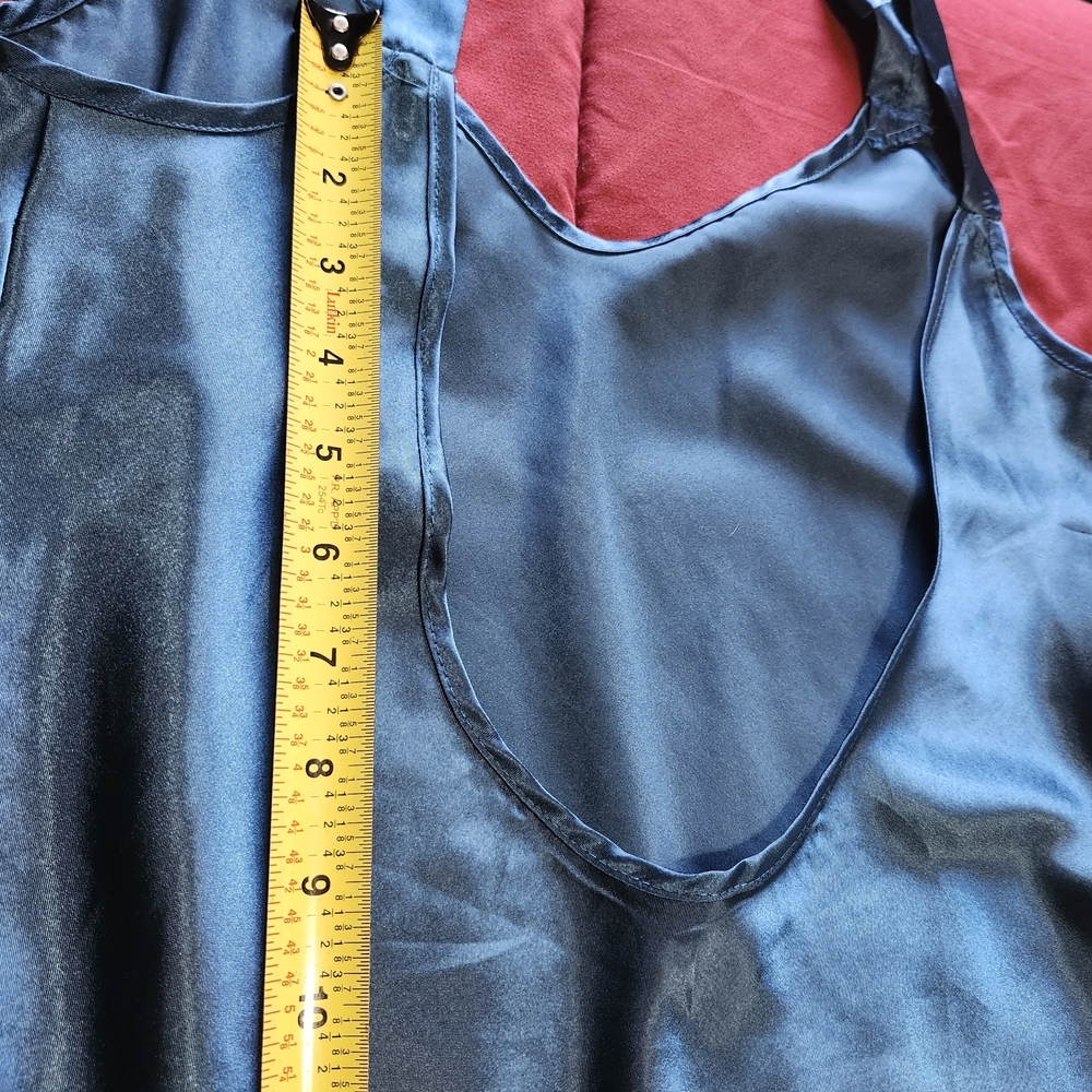 Vintage Honors Intimates Slip Nightgown Size S Deep V Back Teal Y2K Glam - Picture 10 of 11